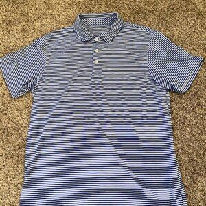 Vineyard Vines - L - Striped Performance Golf polo - Blue/White